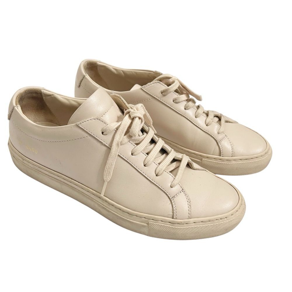 Common Projects Achilles Low Sneakers Beige Leather Lace Up Women’s Size 7